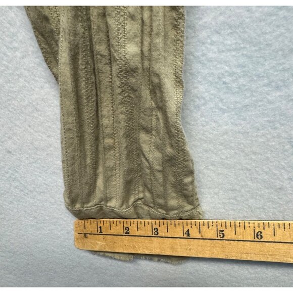 Avenue Outfit Stars Olive Green Button-Up Long Sleeve Shirt Frayed Womens L - Picture 9 of 9